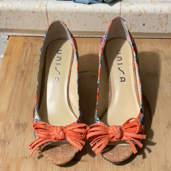 Unisa open toe wedge floral shoes size 7 1/2 M - Picture 3 of 6